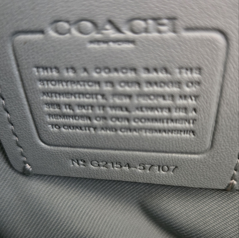 COACH 2021 Turnlock Pebbled Leather Chain Tote Sage Blue with Dust Bag 57107 - Picture 6 of 14